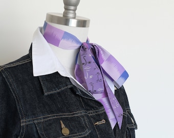 Lavender purple skinny scarf, hair wrap, women's neck tie, ribbon choker scarf, pussybow tie, mod professional style accent, boss gift