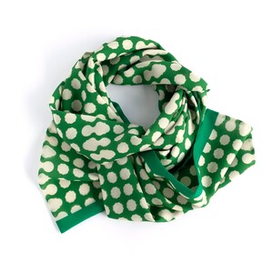 Garden green dot oblong chiffon scarf, Spring fashion accessory, woman chiffon scarf, clover-green accent, boho scarf, stylish mom gift image 5