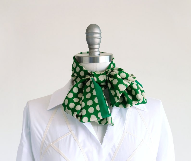 Garden green dot oblong chiffon scarf, Spring fashion accessory, woman chiffon scarf, clover-green accent, boho scarf, stylish mom gift image 3