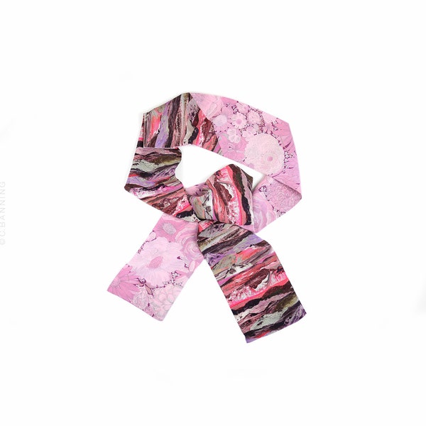 Pink and plum scarf - Liberty Earthly Paradise Manning mixed with Liberty English Field SS14 - silk scarf