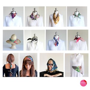 a series of photos showing different types of hats and scarves