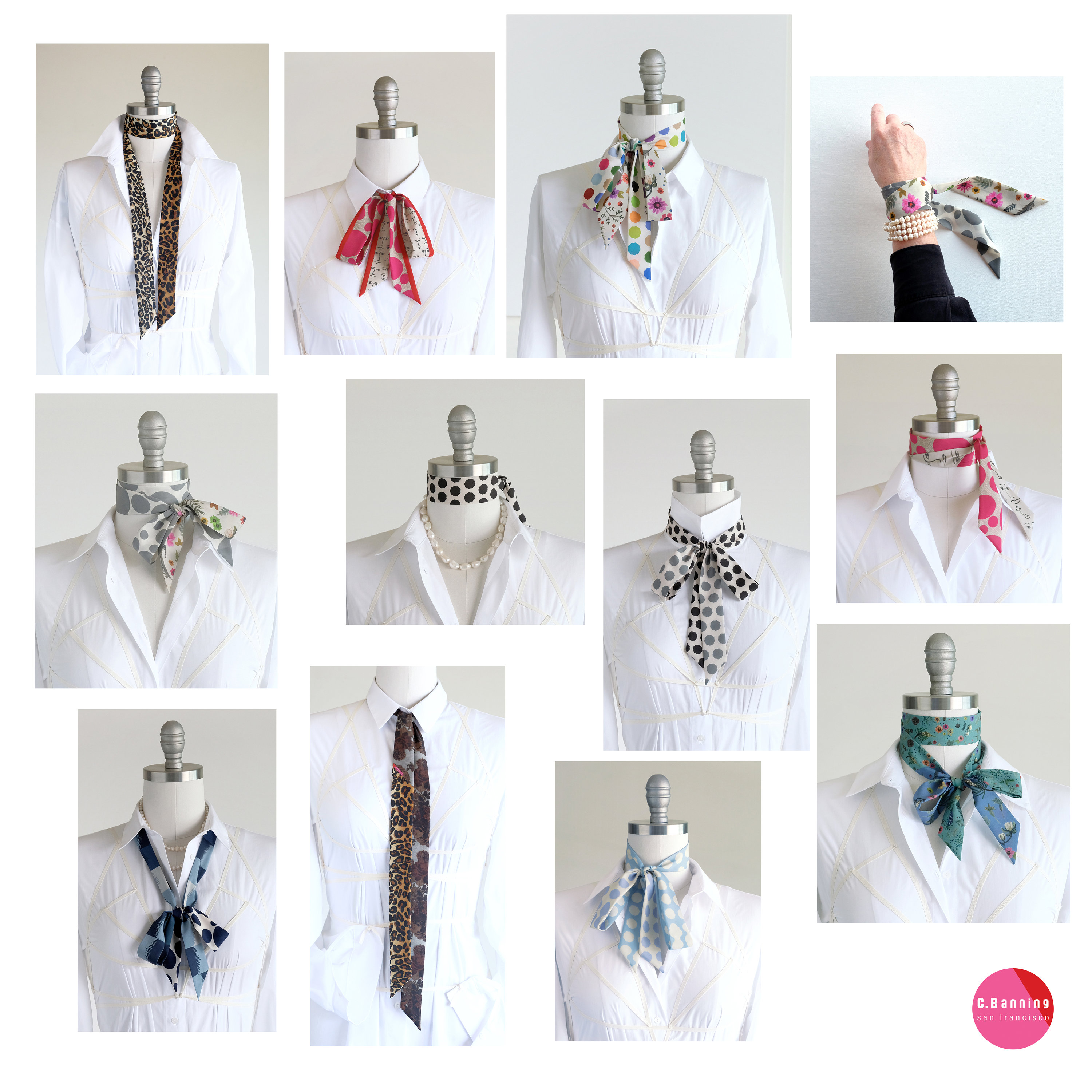 Polka Dot Skinny Scarf, Hair Scarf, Neck Scarf, Ribbon Scarf