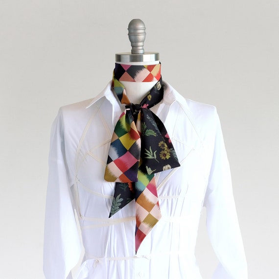 Maxi Long Skinny Scarf in a Jewel Color-block Check and
