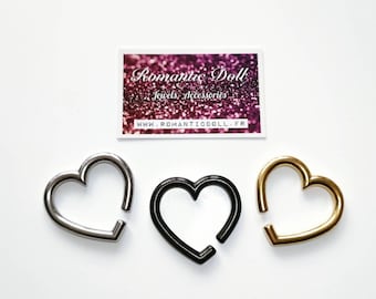 Ecarteurs Poids Coeur Plugs Weights Heart Gauges Earrings Romantic Doll Silver Gold Black Argent Or Noir Doré [PAIR]