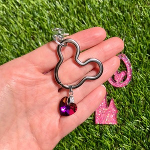 Disney Mickey Heart Diamond Keychain Heart Diamond Disneyland