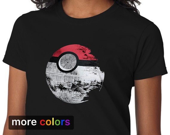 Pokemon Star Wars Death Star Womens T-shirt, Pikachu Darth Vader