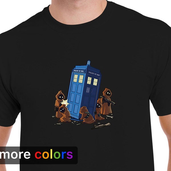 JAWA Steals DOCTOR WHO Mens T-shirt, Tardis Police Box Mens T-shirt Tee