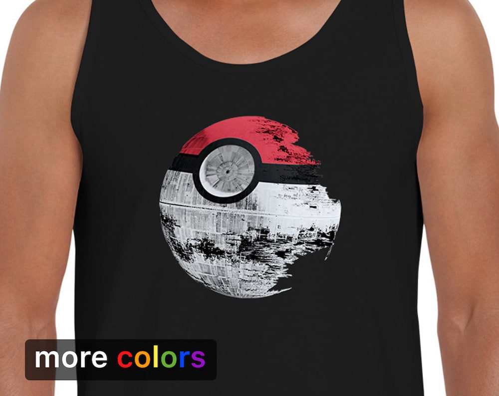 Pokemon Star Wars Death Star Mens Tank Top, Pikachu Darth Vader R2D2 Yoda Tank Alwaysky Team