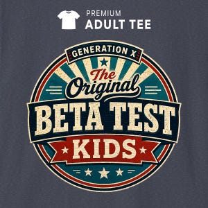 ジェネレーションX「オリジナルベータテストキッズ」シャツ、レトロな70年代80年代ノスタルジアTシャツ、ジェネレーションX Tシャツ