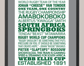 South Africa Springboks Rugby 11 x 14 Inspiration Print