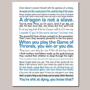 Game of Thrones Quotes 11 X 14 Inspiration Print - Etsy