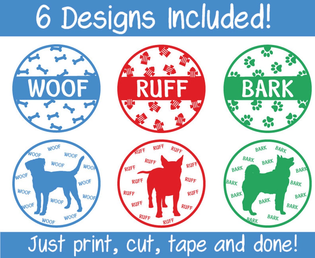 6 Printable Digital Dog Cupcake Toppers INSTANT DOWNLOAD Digital File ...