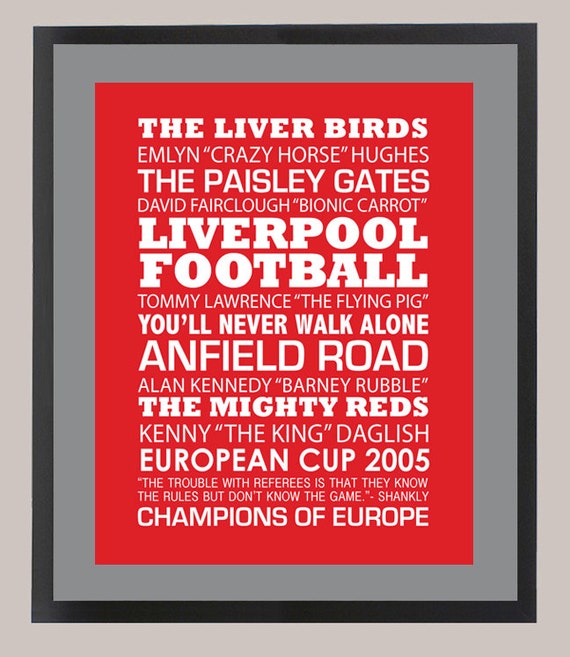 Liverpool Fc Football Club 11 X 14 Inspiration Print Etsy