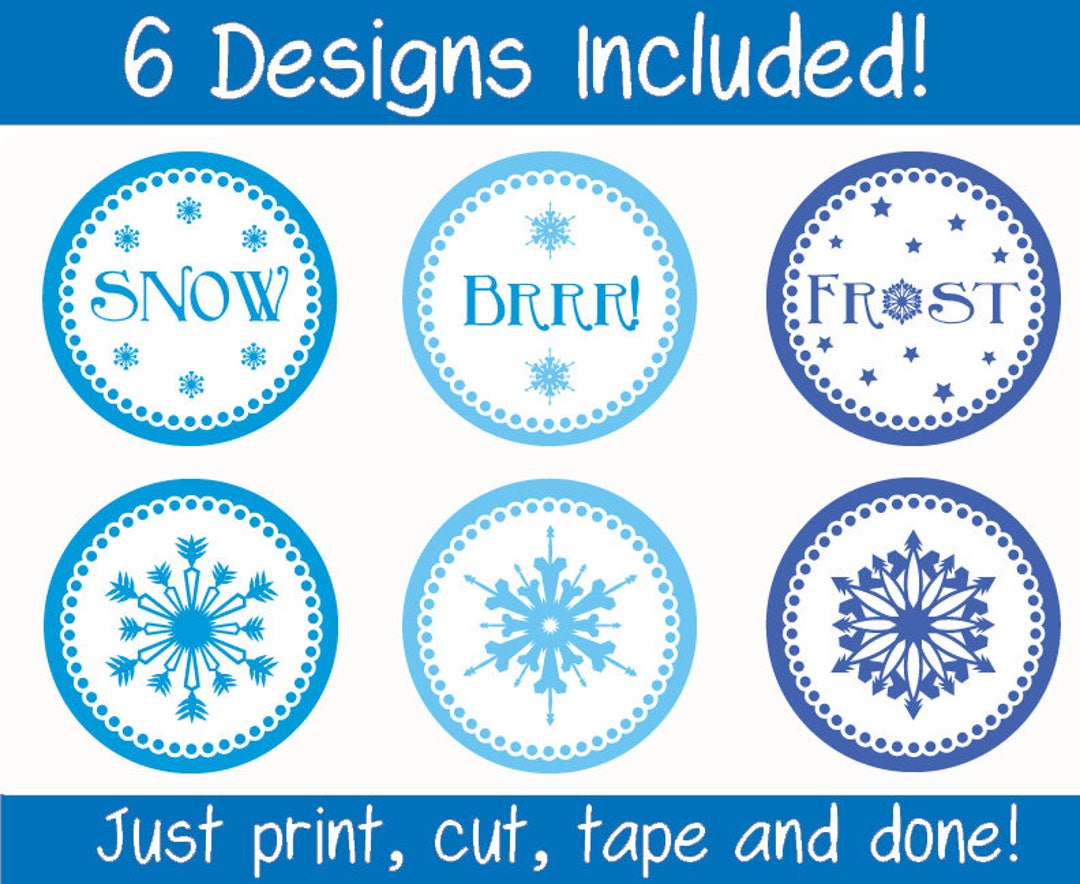 6 Printable Snowflake Cupcake Toppers INSTANT DOWNLOAD Digital File - Etsy