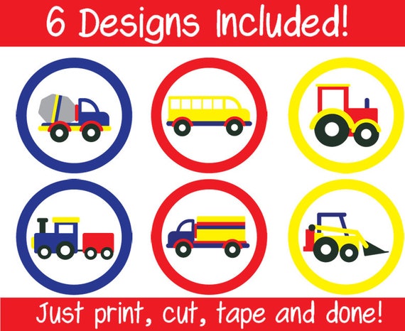 6 Printable Digital Transport Truck Train Cupcake Toppers - Etsy Canada