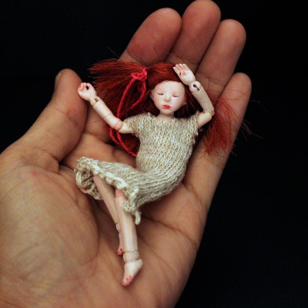 Special commission mini wooden artist ball jointed doll Made To Order miniature wood 1:12 scale OOAK custom elf or human girl bjd