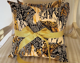 Kuwaha Animal Print Decorative Pillow Cover, Set of 2, Beige, Black, Yellow