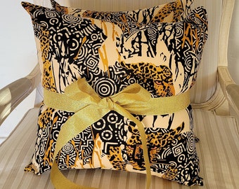 Kuwaha Home Animal Print Decorative Pillow Cover, Set of 2, Beige, Black, Yellow