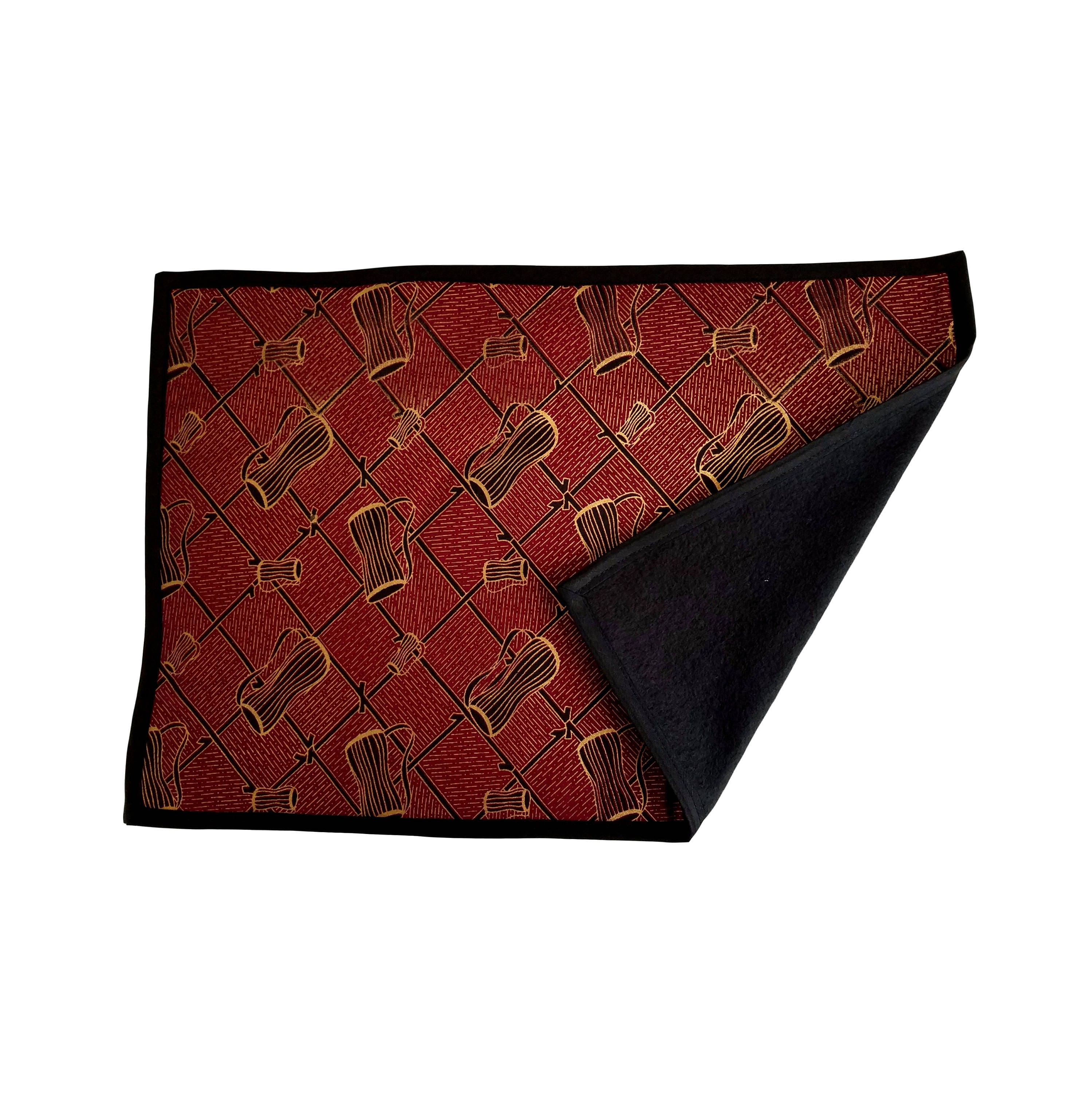 Kuwaha African Print Placemats, Set of 4, Burgundy, Black, Gold