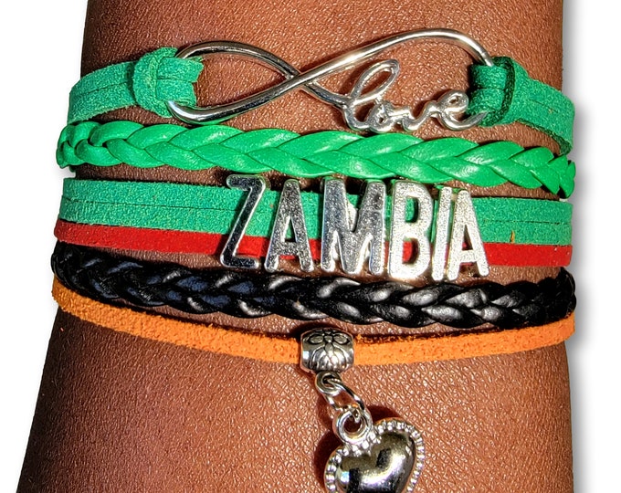 Zambia Rope Bracelet, Infinity, Heart Charm, Unisex