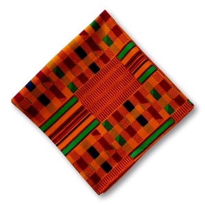 Kuwaha African Kente Print Pocket Square, Yellow, Orange, Green, Blue