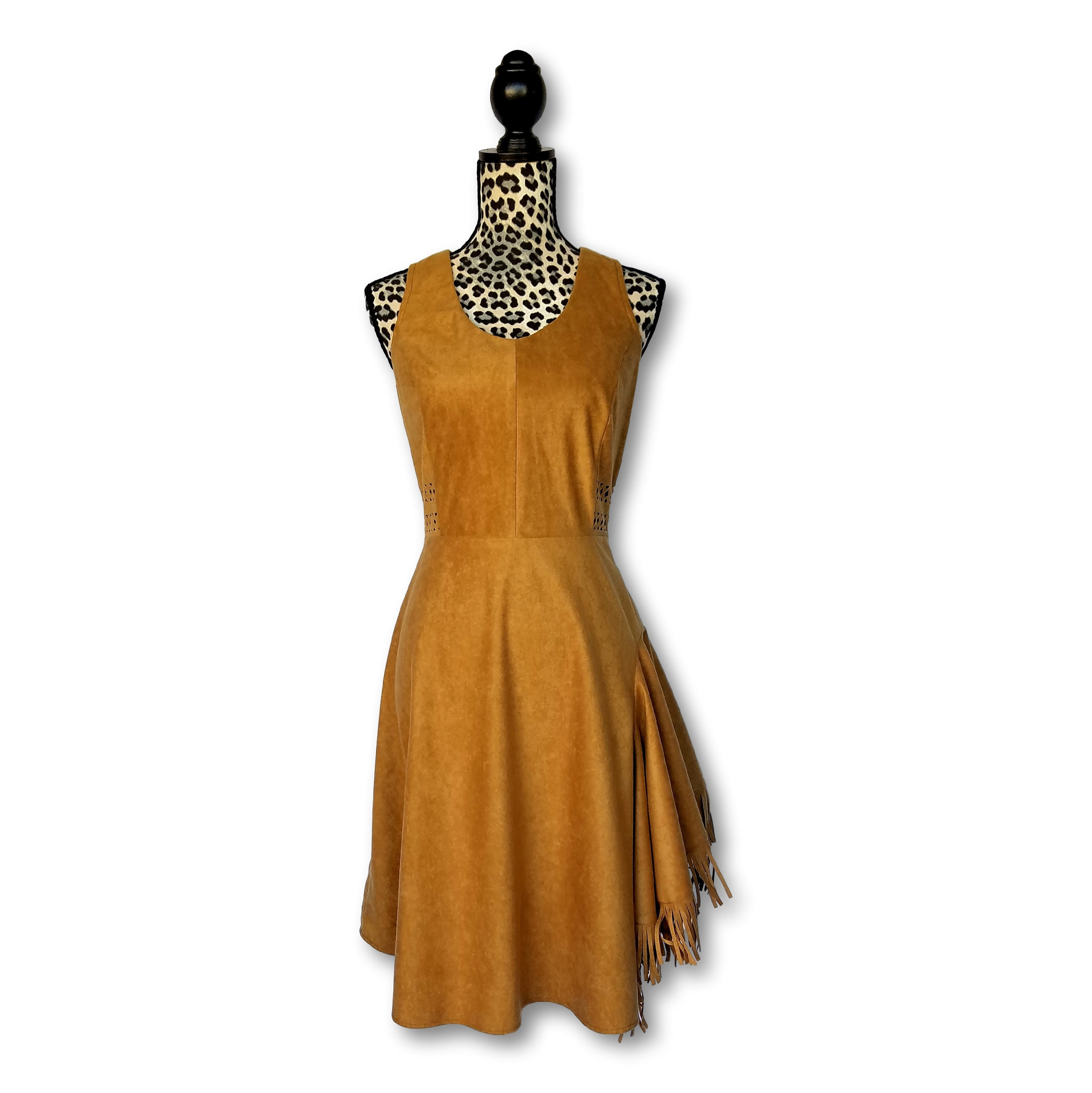 faux suede fringe dress