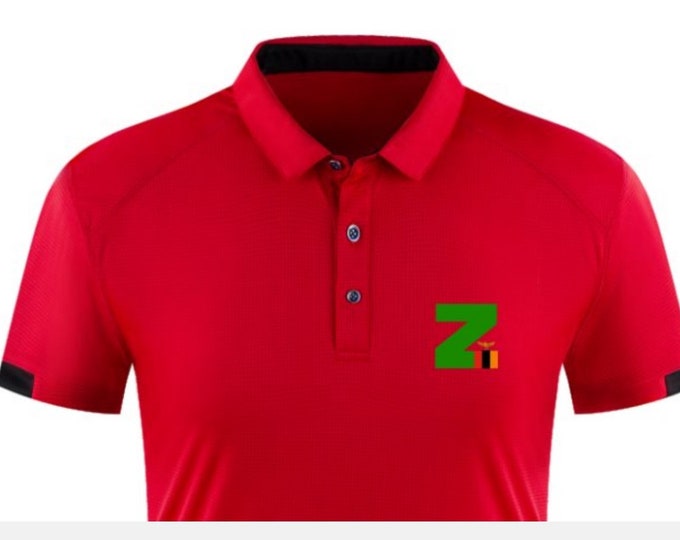 Zambia Logo Athletic Polo Shirt, Golf Shirt, Short Sleeved Shirt