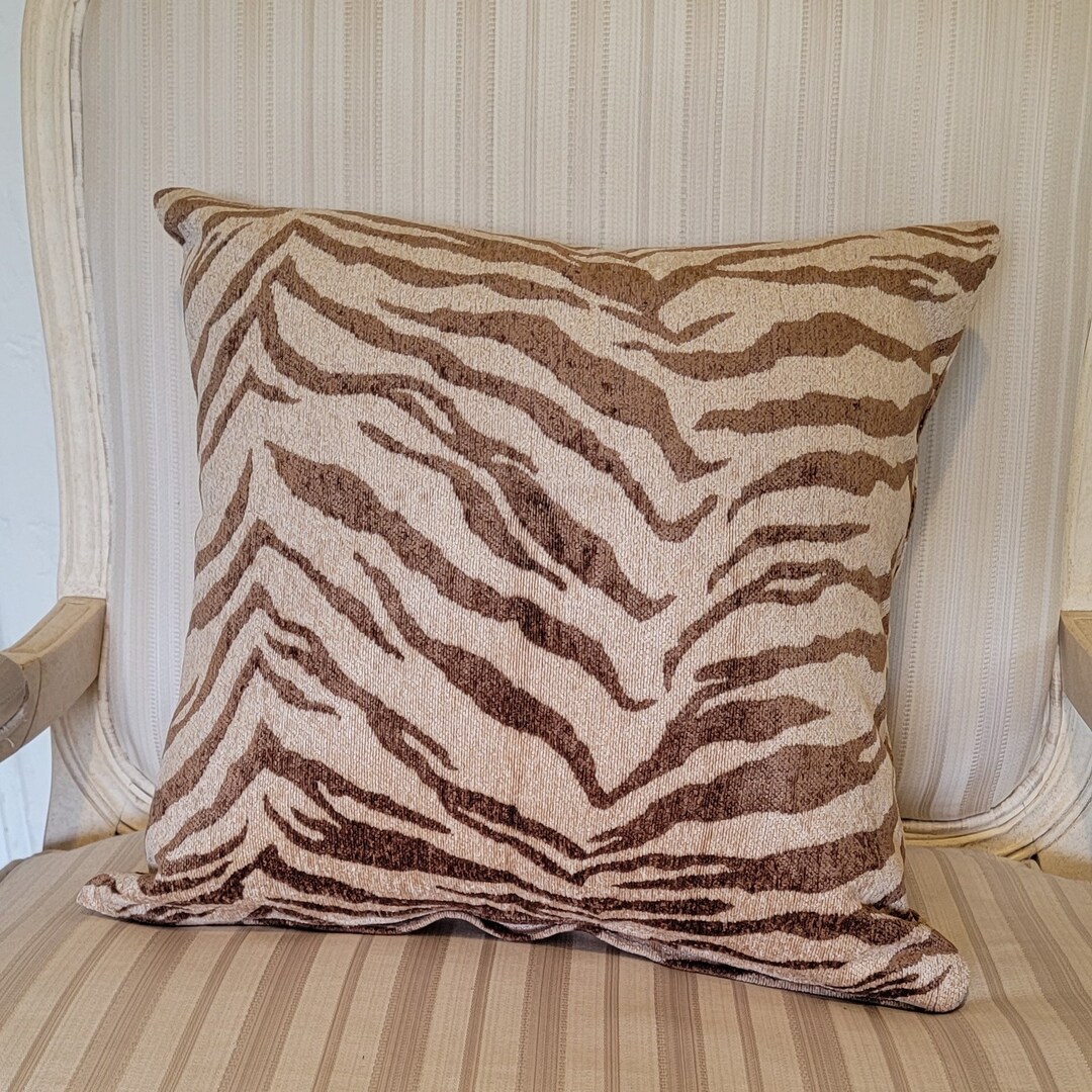 Kuwaha Zebra Animal Print Decorative Pillow Cover, 18 X 18, Chocolate