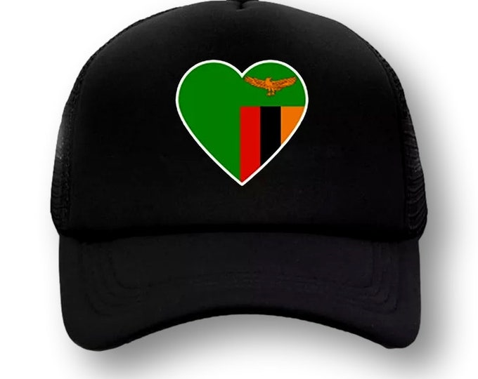 Zambia Love Trucker Hat, Cap, Black Hat