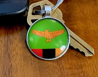 Zambia Flag Keychain, Key Holder