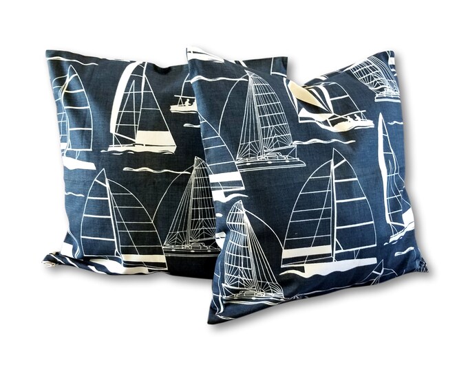 Kuwaha Home Nautical Print Decorative Pillow Cover, 18" x 18", Charcoal Black and White