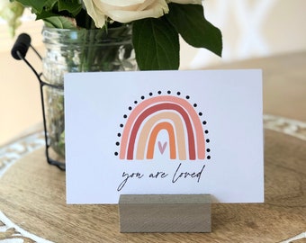 You are loved | 4x6 rainbow print |  inspirational card | Words of encouragement | Love Squared Designs