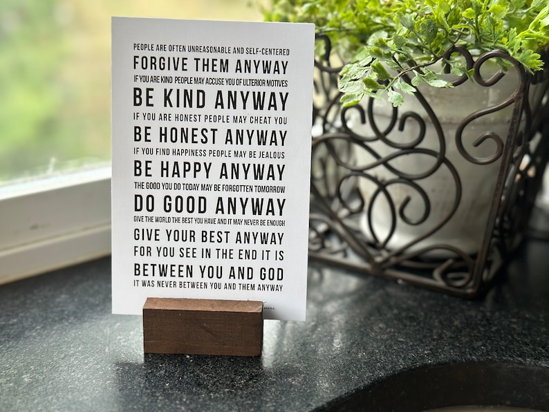 Do It Anyway Poem 4 X 6 PAPER PRINT Mother Teresa Quote - Etsy