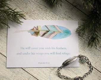 You are covered chain bracelet |  Feather bracelet  |  Psalm 91  |  Love Squared Designs