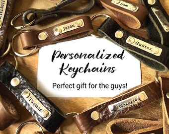 Personalized keychain - Leather key fob - Love Squared Designs