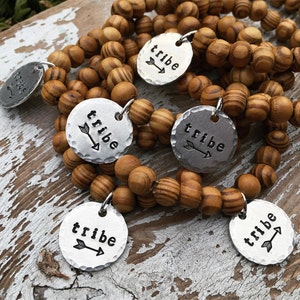 tribe wood beaded bracelet - find your tribe - inspirational jewelry  -  Love Squared Designs