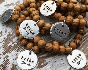 tribe wood beaded bracelet - find your tribe - inspirational jewelry  -  Love Squared Designs