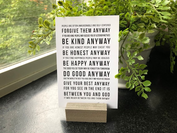 Do It Anyway Poem 4 X 6 Paper Print Mother Teresa Quote Etsy Uk Do It Anyway Poem 4 X 6 Paper Print Mother Teresa Quote Etsy Uk
