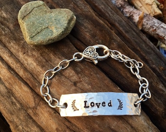 Loved ID Bracelet - You are loved -  Inspirational - Love Squared Designs