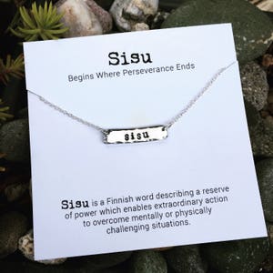 SISU simple bar necklace + print set - Finnish gift - grit - inspirational word jewelry - Finland gift - Love Squared Designs