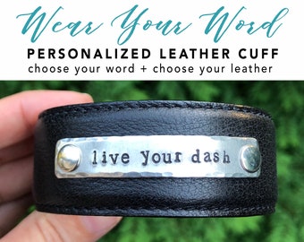 CUSTOM ORD läderarmband - inspirerande smycken - Årets ord - #OneLittleWord - Love Squared Designs