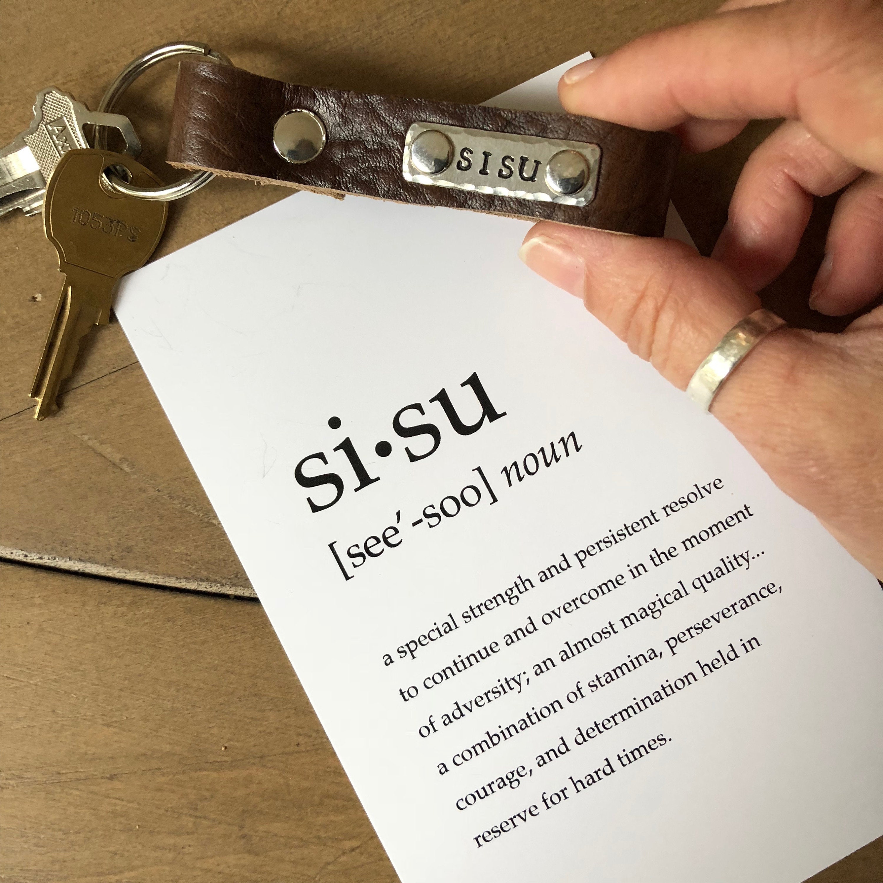 SISU keychain gift set Leather key fob Sisu definition Etsy