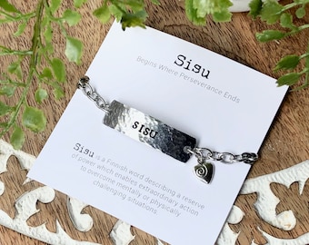 SISU I.D. bracelet + print set  |  Finnish gift  |  grit  | inspirational word jewelry  |  Finland gift  |  Love Squared Designs