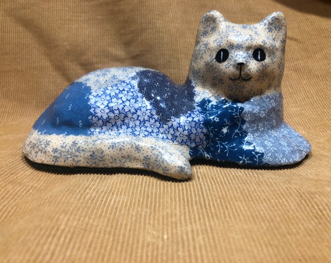 Vintage Decoupage Cat Sculpture Figurine Floral Folk Country Etsy