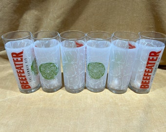 BEEFEATER LONDON DRY GIN TALL 6.5"  1820 HIGHBALL TYPE SALE IS FOR ONE 1 GLASS 