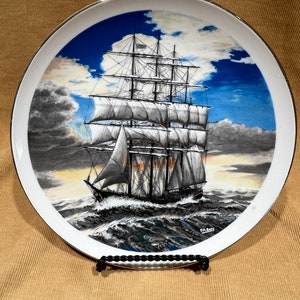 Sailing Ship Howard D Troop Collector’s Plate Maritime by Pabate Vintage