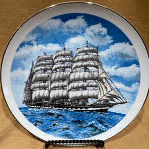 Sailing Ship Royal Kendal &#39;KRUSENSTERN (Ex PADUA) &#39; Collector Plate Maritime by Pabate Vintage