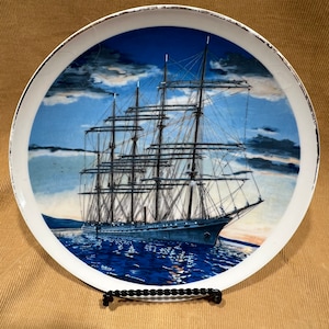 Sailing Ship Royal Kendal &#39;France II&#39; Collector Plate Maritime by Pabate Vintage