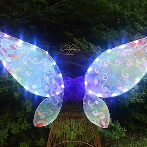 Rainbow Light Up Fantasy Wings Adult size Medium Choose Colors
