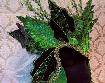 OOAK  Forest Fae Green  Masquerade  Cosplay Crown Headdress